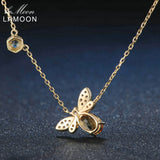 LAMOON Bee 100% Citrine Silver Jewelry 14K Yellow Gold Plated Pendant