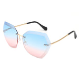 Women Sunglasses Rimless Coating Gradient Colorful Lens Glasses
