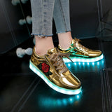 New Size 26-44 Kids Luminous Shoes with Flower Glowing Sneakers