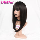 Silky Straight long black Ombre brown blonde Synthetic Wigs for women