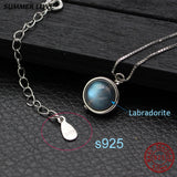 Genuine Silver Labradorite Pendant Necklace For Women