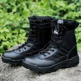 Men Military Boots Breathable Leather Mesh Top SWAT Ankle Combat Boot