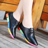 new breathable genuine leather peas flats shoes plus size women shoes