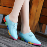 new breathable genuine leather peas flats shoes plus size women shoes