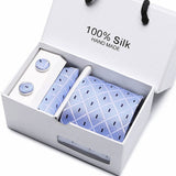Gift box packing  men brand luxury necktie pocket square silk tie set