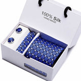 Gift box packing  men brand luxury necktie pocket square silk tie set