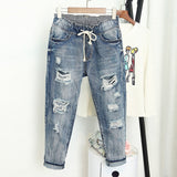 Summer Ripped Boyfriend Jeans For Women Fashion High Mujer Vaqueros