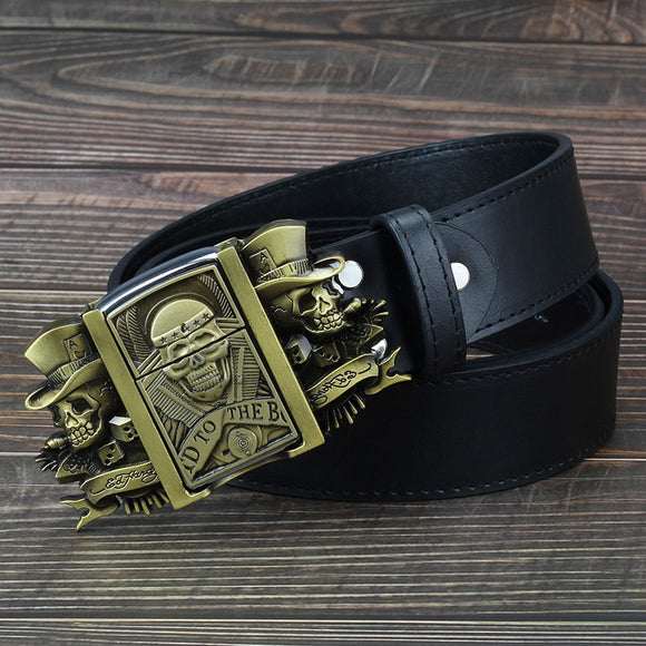 Golden skull Novelty cigarette lighter leather belts for men