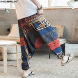 Mens Hip Hop Aladdin Hmong Baggy Harem Trousers Cross-pants