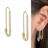 paperclip safety pin studs fashion  women jewelry gold filled earring