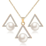 Vintage Imitation Pearl necklace Gold jewelry set Party gift for women