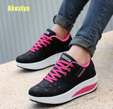 Akexiya Fashion Women Height Summer Woman Pu Leather Casual Shoe