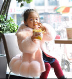 Girls Long Sleeve Winter Faux Fur Brand Fur Formal Soft Party Coat