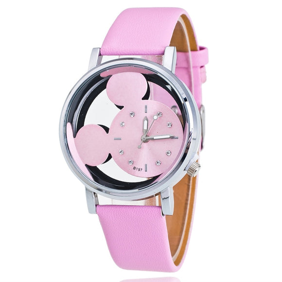 Brand Leather Quartz Watch Women Wristwatches Relogio Feminino Cartoon