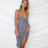Sexy Bow Backless Polka Dots Print Beach Summer Dress Women