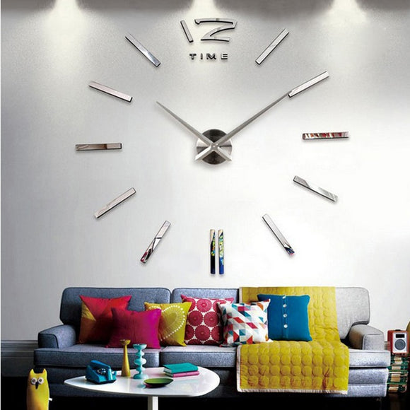 3d real big wall clock rushed mirror wall sticker diy living room