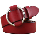 Fashion Round Ring buckle woman Genuine leather belts jeans or dress