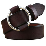 Fashion Round Ring buckle woman Genuine leather belts jeans or dress