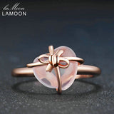 LAMOON Heart 9x10mm Gemstone Rose Quartz Jewelry Wedding Ring