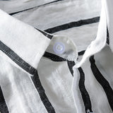 Italy brand summer linen men shirt casual fashion white stripes shirt