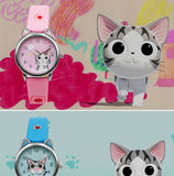 JOYROX Cute Cheese Cat Pattern Student Clock Gift Relogio Feminino