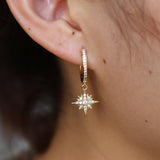 simple temperament CZ star North star charm earrings