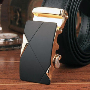 Mens Waist Strap Leather Automatic Buckle Belts Business Waistband