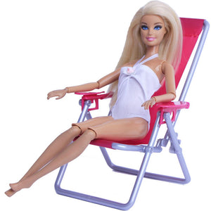 1:6 Scale Dollhouse Furniture Swim House Lounge Pink Rose Beach Chair