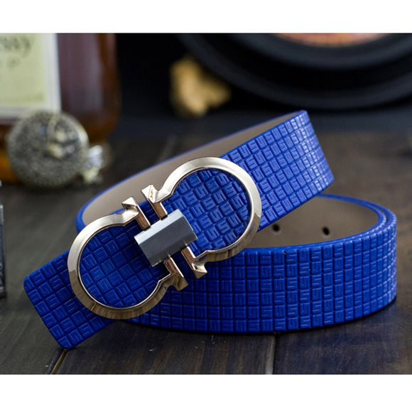 Luxury Printing Leather Smooth Pin Buckle Casual Fashion
