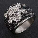 Rings for Men Stainless Steel Black and White Birthstone Ring