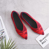 GENSHUO New Autumn Casual Flat Shoes Toe Flat Women Shoes Shallow Red