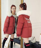 Brieuces Short Coats & Jackets Slim Women Parka Winter Fur Collar Hooded