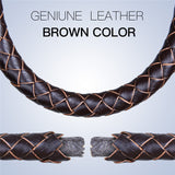 Men Black Leather Bracelet Stainless steel Bead Bracelets