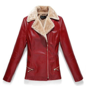 Winter Women Leather Jacket Plus Warm Female Faux Leather Jackets