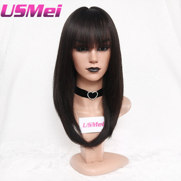 Silky Straight long black Ombre brown blonde Synthetic Wigs for women