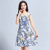 L-5XL Women's clothes Floral Print Style Dresses Vestidos De Festa