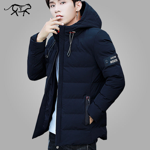 Warm Padded Hooded Overcoat Fashion Casual Down Parka Male