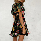 Women Mini Dress Strap Floral Style Beach Clothes Summer Dresses