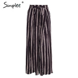Simplee Split striped women Summer beach high pants capris female