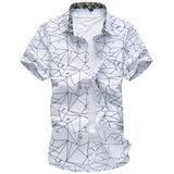 2020 New Mens Summer Shirt Fashion Plaid Printing Turn-down Collar
