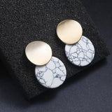 New Fashion Stud Earrings Black White Stone Geometric Earrings