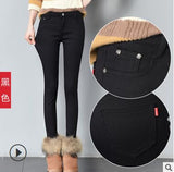 2019 Thick Pencil Pants For Women Winter Warm Skinny Femme Trousers
