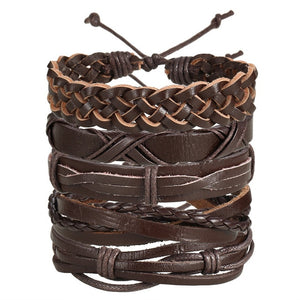 Vintage Multilayer Leather Bracelet For Men Handmade Wristband