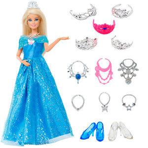14 pcs/Lot Gift Set =1x Cinderella Dress+13x Accessories For Barbie