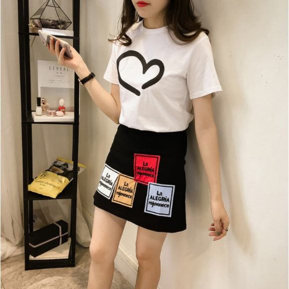 Korean Style Short Sleeved T-shirt + Skirt 2 Set Best Friends Gifts
