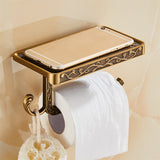 Antique Carved Zinc Alloy Bathroom Paper Mobile Phone Holder With Shelf Bathroom Towel Rack Toilet Paper Holder Tissue Boxes