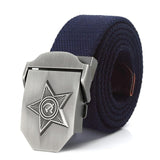BOKADIAO Canvas luxury 3D Five Rays Star Metal buckle belts