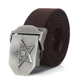 BOKADIAO Canvas luxury 3D Five Rays Star Metal buckle belts