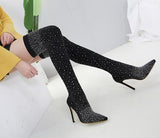 Eilyken Fashion Runway Crystal Thigh High Pointed Toe Woman Boot