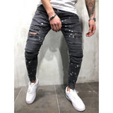 Men Ripped Dot Printed Skinny Jeans